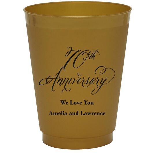 Elegant 70th Anniversary Colored Shatterproof Cups